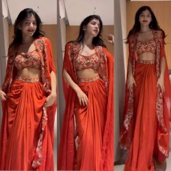 Orange color designer Jacket suit